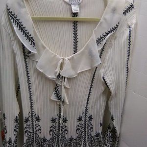 Allison Taylor Women's Long  Sleeve Blouse Color Cream/Black Size 2X NWT